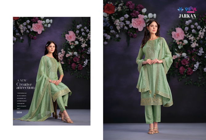 Jarkan Vol 5 By Vipul Shimmer Organza Embroidery Salwar Kameez Wholesale Price In Surat
